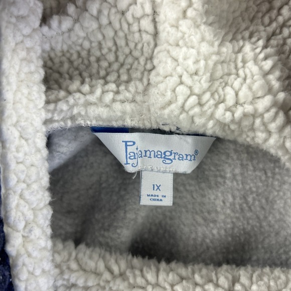 Pajamagram Sweatshirt Womens 1X Blue Roll Cowl Neck Fleece Sherpa Pajama Sweater - Picture 3 of 6